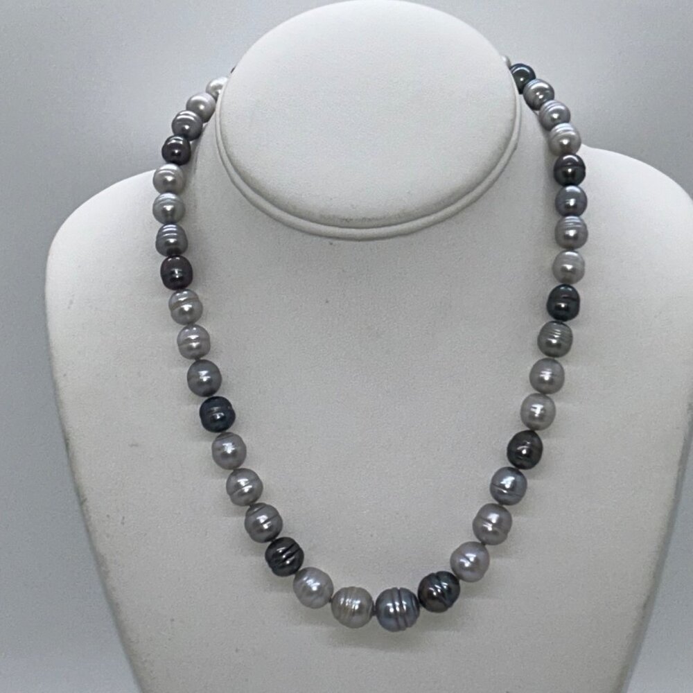 Freshwater Pearl Necklace, Potato Pearls Ring Pearls Hand Knotted 18" - Picture 4 of 12